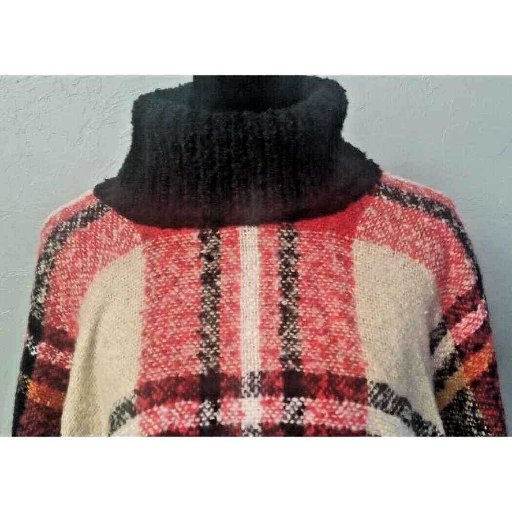 NEW Ana & Rose Red &Black‎ Poncho One Size Turtleneck - Picture 3 of 8